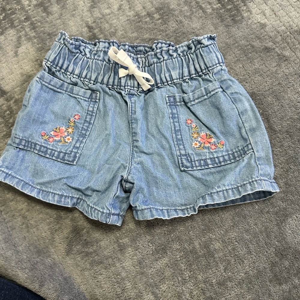 Denim Blue Embroidered Women's Shorts